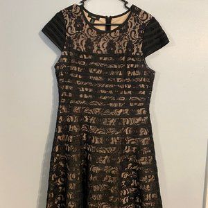 Black striped skater dress